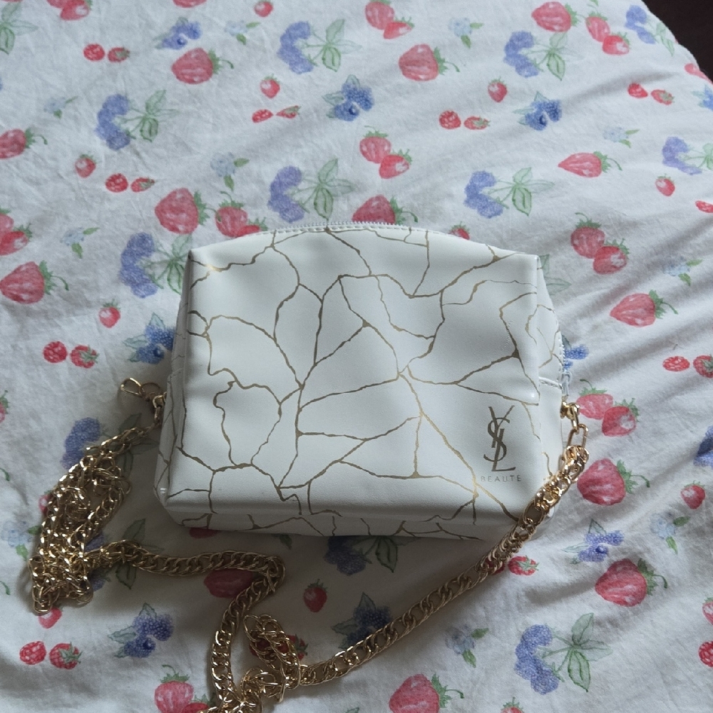 Yves Saint Laurent Beauté Beauty Bag Cream and Gold Crossbody Ysl